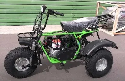 Трицикл Мотомир САФАРИ-3LЕ-8+ ТРИТОН 2 (длинное седло, сзади 2 амортизатора Урал) зеленая рама
